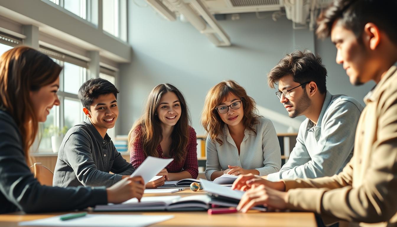 Student using a study guide to organize academic notes